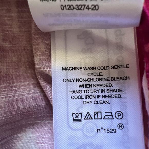 Lauren Ralph Lauren Dress Womens 4 Midi Fuchsia Geo-Print Shantung Tie-Waist - Picture 6 of 12